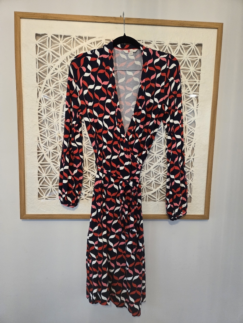 Boden Elodi Midi Wrap Dress Geometric Print Size 8R - Picture 4 of 9